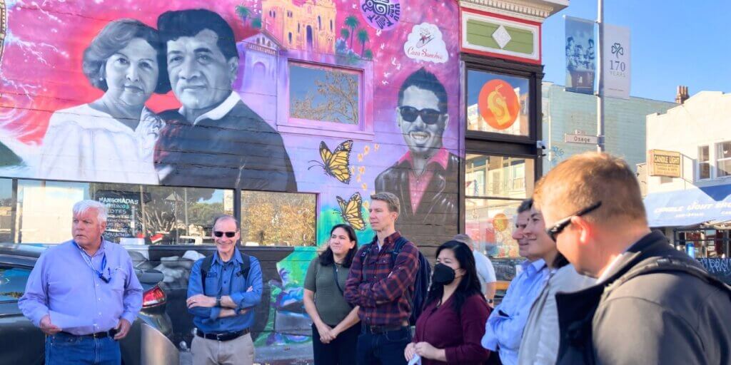 Technical experts from ATC led stakeholders, including members of the CBSP Working Group and the City, on a tour of concrete buildings in the Mission.