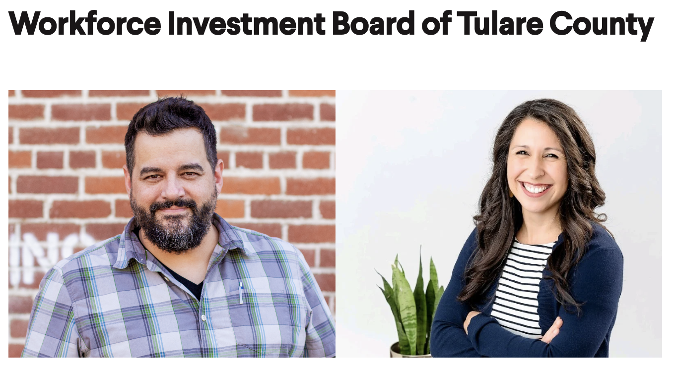 Headshots of Tom Price and Jennie Bautista, representing Tulare County in the Workforce Transformation Corps.