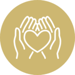 Icon of two hands cupped together holding a heart